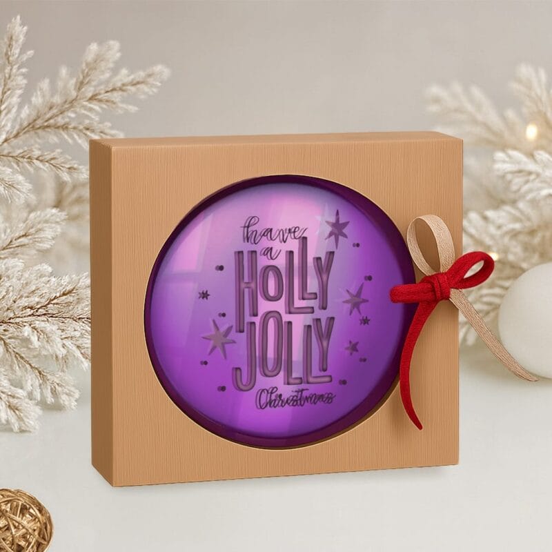 Κάδρο μωβ με αφιέρωση Holly Jolly