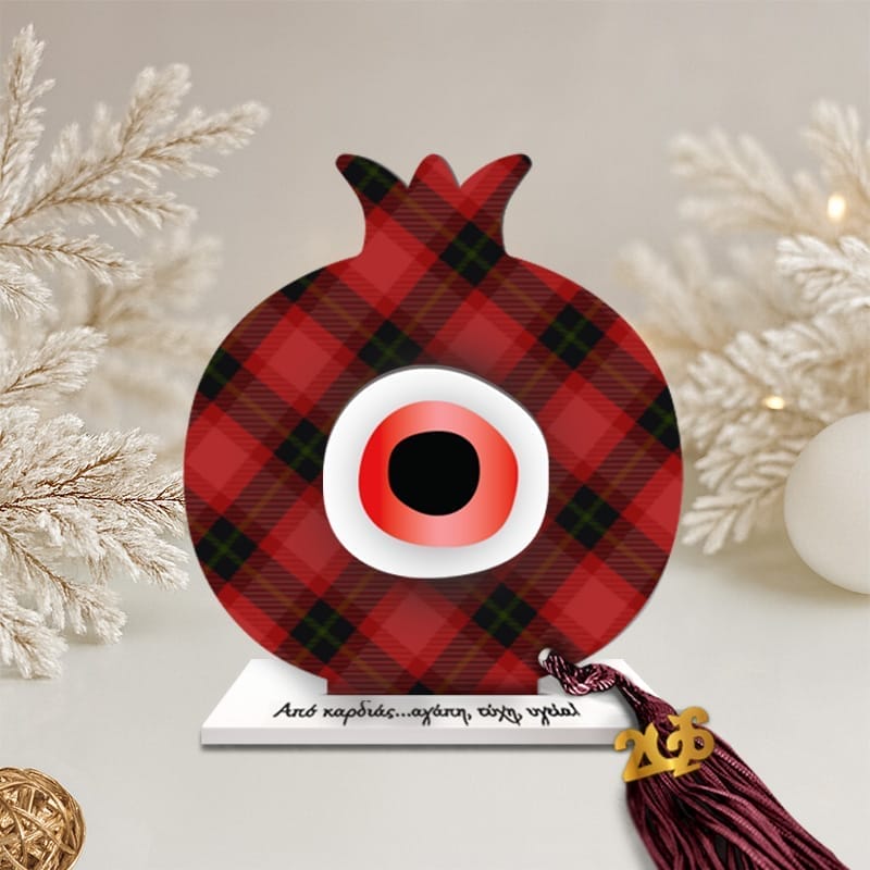 Γούρι ρόδι Κόκκινο καρό